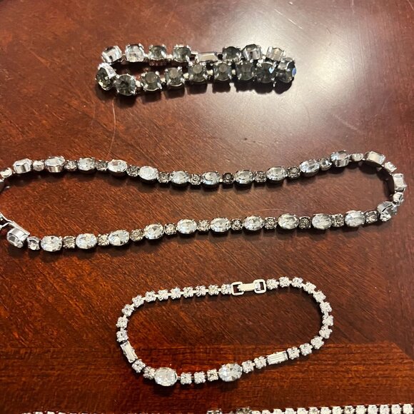 Vintage Rhinestone Jewelry Lot  Necklaces & Bracelets Bridal prom Formal Glam - Picture 3 of 3